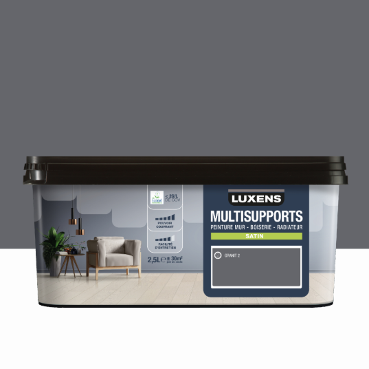 Peinture mur, boiserie, radiateur granit 2 satin LUXENS , 2.5L