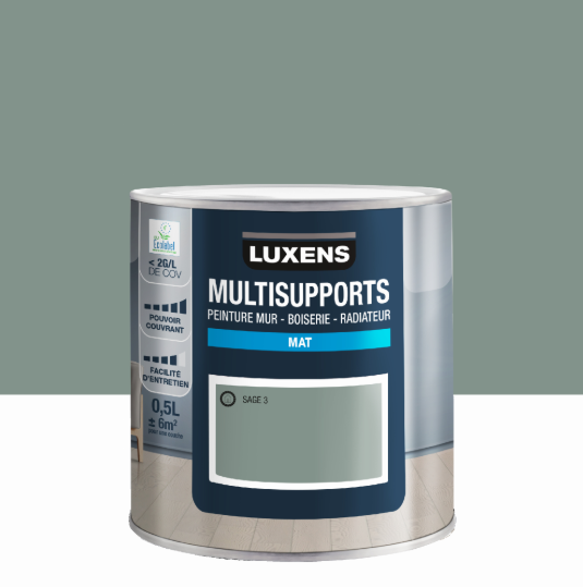 Peinture mur, boiserie, radiateur sage 3 mat LUXENS , 0.5L
