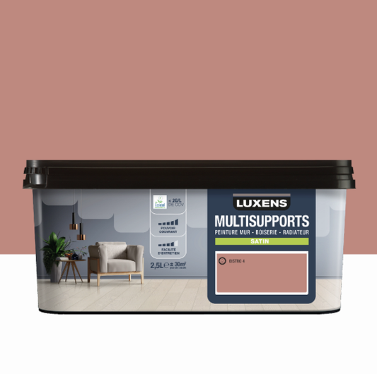 Peinture mur, boiserie, radiateur bistro 4 satin LUXENS , 2.5L
