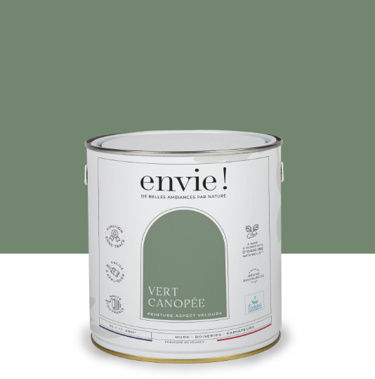 Peinture mur, boiserie, radiateur vert canopee velours ENVIE Biosourcée 2L