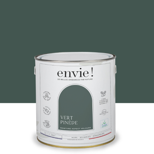 Peinture mur, boiserie, radiateur vert pinede velours ENVIE Biosourcée 2L