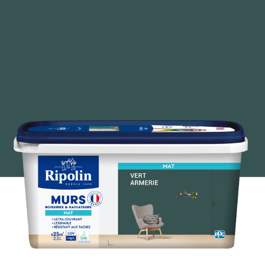 Peinture mur vert armerie mat RIPOLIN Intérieur 2.5L