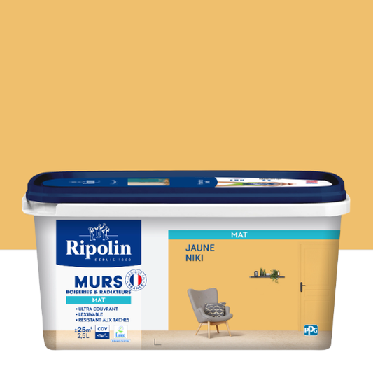 Peinture mur jaune niki mat RIPOLIN Intérieur 2.5L