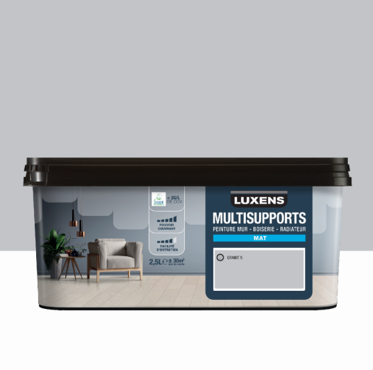 Peinture mur, boiserie, radiateur granit 5 mat LUXENS , 2.5L
