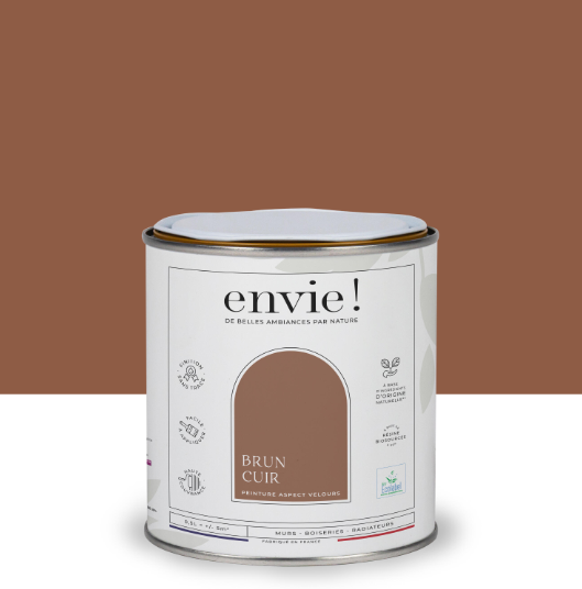 Peinture mur, boiserie, radiateur brun cuir velours ENVIE Biosourcée 0.5L