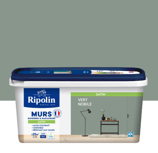 Peinture mur, boiserie, radiateur vert nobile satiné RIPOLIN Intérieur 2.5l