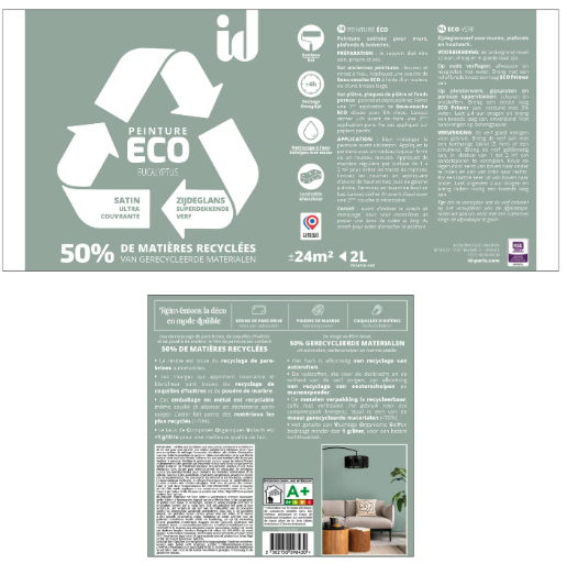 Peinture mur, plafond eucalyptus satin ID Eco 2L