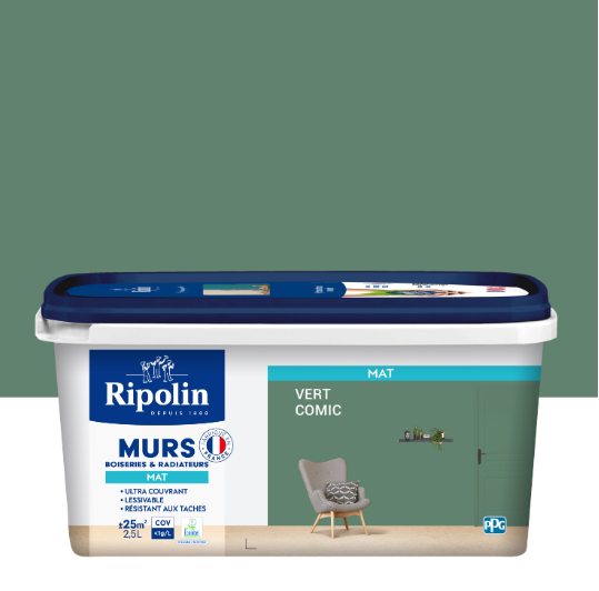Peinture mur vert comic mat RIPOLIN Intérieur 2.5L