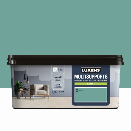 Peinture mur, boiserie, radiateur mint 3 satin LUXENS , 2.5L