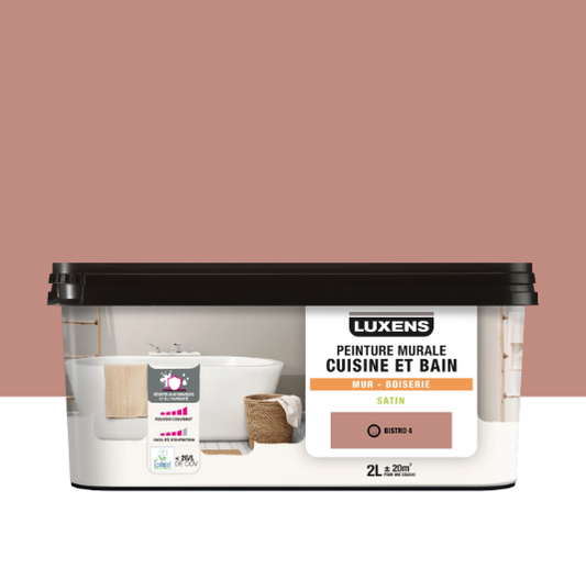 Peinture mur, boiserie bistro 4 satin LUXENS Cuisine et bain 2L