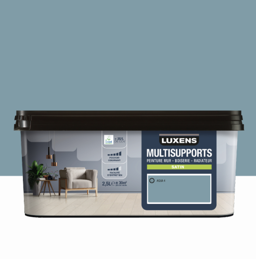 Peinture mur, boiserie, radiateur aqua 4 satin LUXENS , 2.5L