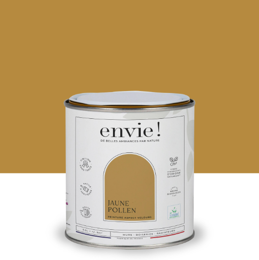 Peinture mur, boiserie, radiateur jaune pollen velours ENVIE Biosourcée 0.5L