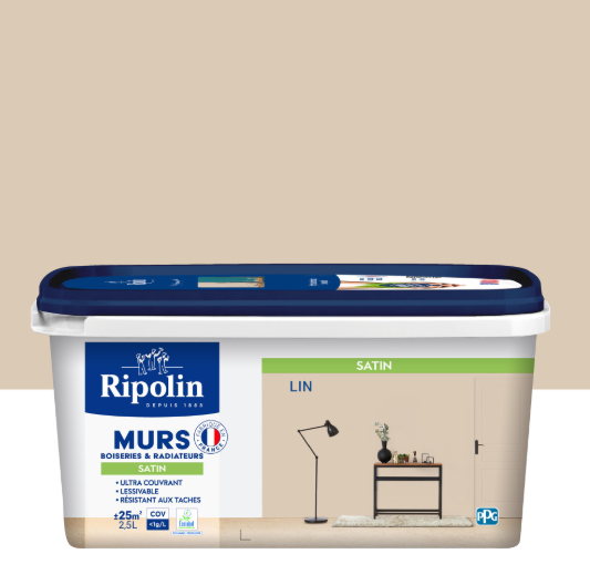 Peinture mur, boiserie, radiateur lin satiné RIPOLIN Intérieur 2.5l