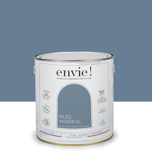 Peinture mur, boiserie, radiateur bleu mineral velours ENVIE Biosourcée 2L