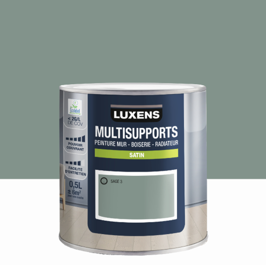 Peinture mur, boiserie, radiateur sage 3 satin LUXENS , 0.5L