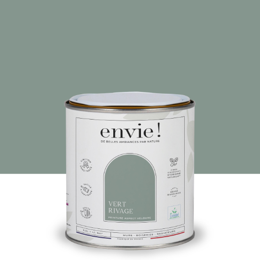 Peinture mur, boiserie, radiateur vert rivage velours ENVIE Biosourcée 0.5L