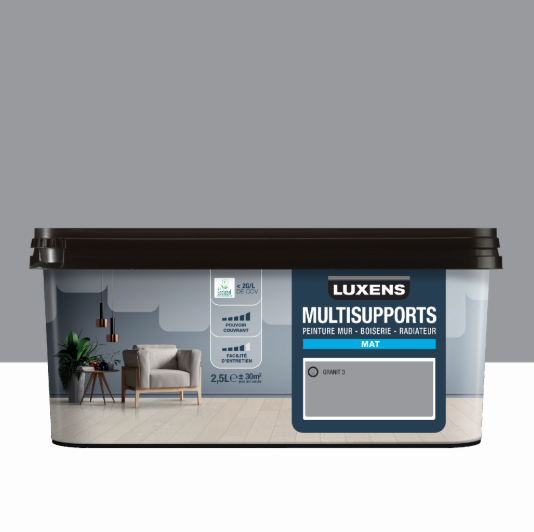 Peinture mur, boiserie, radiateur granit 3 mat LUXENS , 2.5L