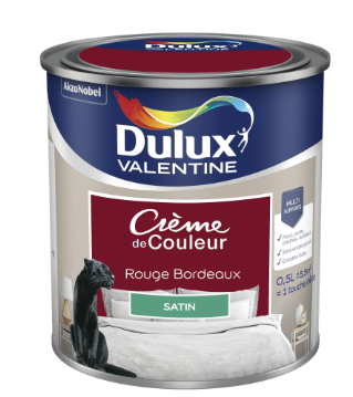 Peinture mur, bois rouge bordeaux satin DULUX VALENTINE Crème de couleur 0.5l