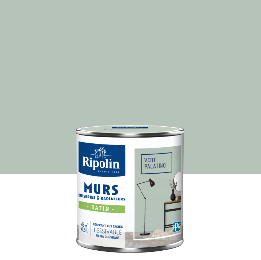 Peinture mur, boiserie, radiateur vert palatino satiné RIPOLIN Intérieur 0.5l