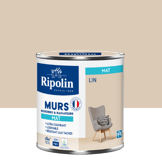 Peinture mur lin mat RIPOLIN Intérieur 0.5L