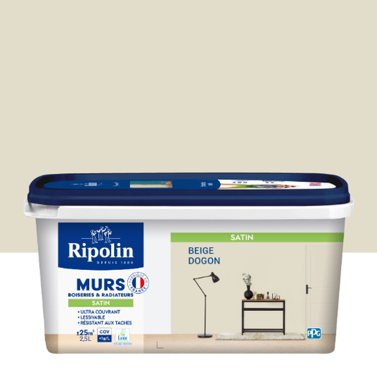 Peinture mur, boiserie, radiateur beige dogon satiné RIPOLIN Intérieur 2.5l