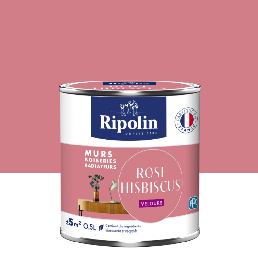 Peinture mur rose hibiscus velours RIPOLIN Intérieur 0.5L