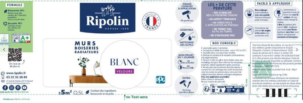 Peinture mur rose hibiscus velours RIPOLIN Intérieur 0.5L