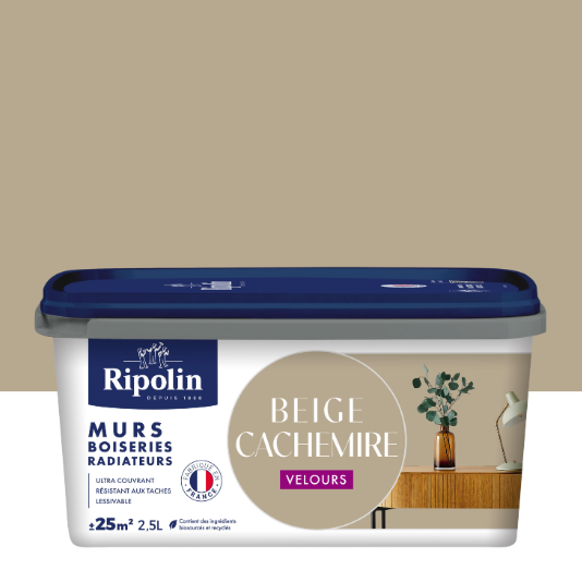 Peinture mur beige cachemire velours RIPOLIN Intérieur 2.5L