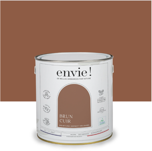 Peinture mur, boiserie, radiateur brun cuir velours ENVIE Biosourcée 2L