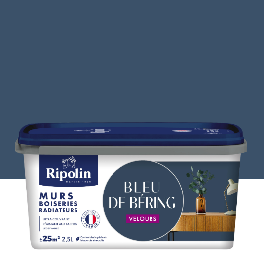 Peinture mur bleu de bering velours RIPOLIN Intérieur 2.5L