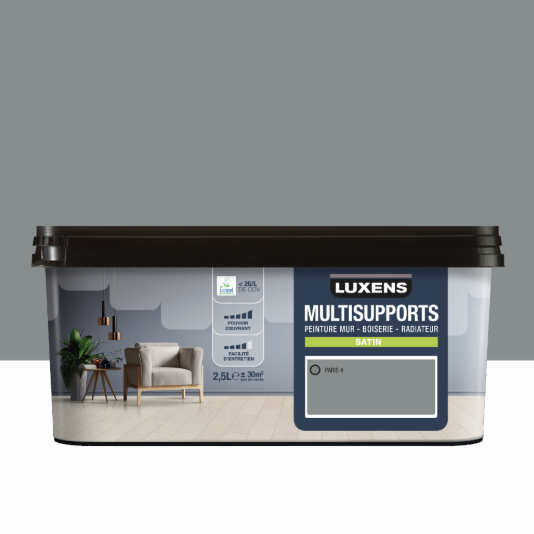 Peinture mur, boiserie, radiateur paris 4 satin LUXENS , 2.5L