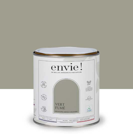 Peinture mur, boiserie, radiateur vert fume velours ENVIE Biosourcée 0.5L