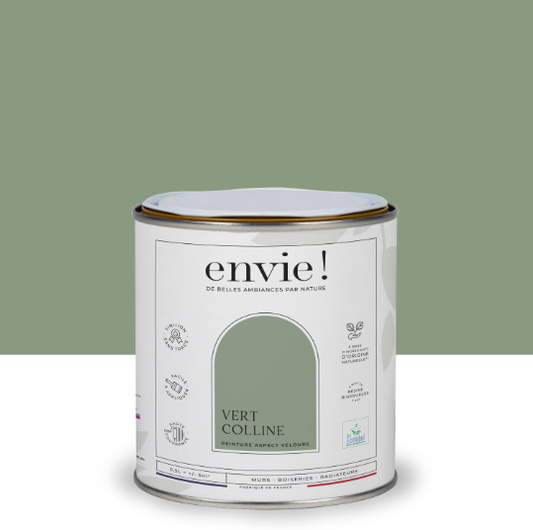 Peinture mur, boiserie, radiateur vert colline velours ENVIE Biosourcée 0.5L