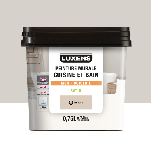 Peinture mur, boiserie trench 6 satin LUXENS Cuisine et bain 0.75L