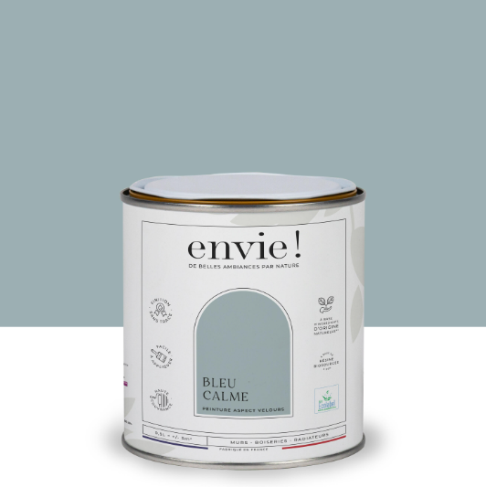 Peinture mur, boiserie, radiateur bleu calme velours ENVIE Biosourcée 0.5L