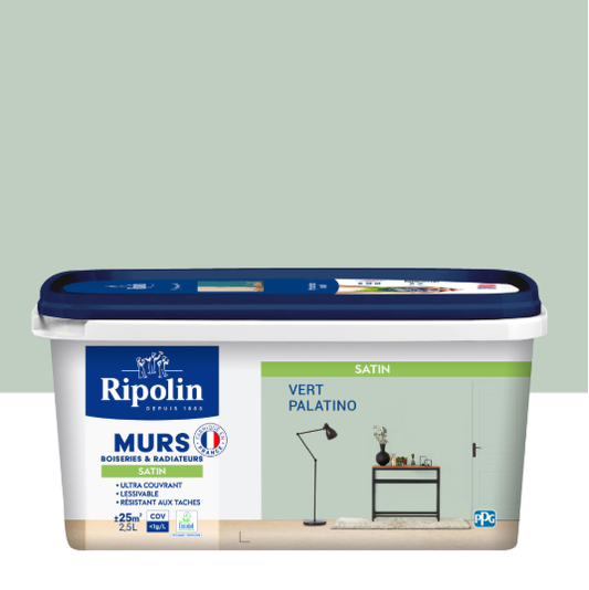 Peinture mur, boiserie, radiateur vert palatino satiné RIPOLIN Intérieur 2.5l