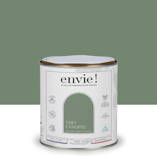 Peinture mur, boiserie, radiateur vert canopée velours ENVIE Biosourcée 0.5L