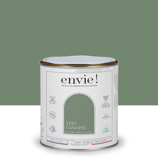Peinture mur, boiserie, radiateur vert canopée velours ENVIE Biosourcée 0.5L