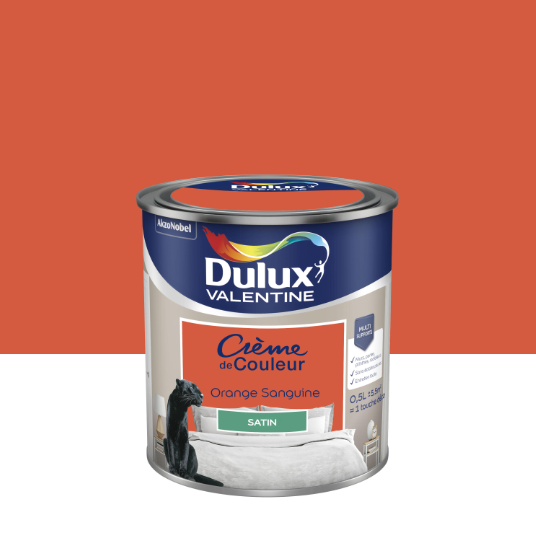 Peinture mur, bois orange sanguine satin DULUX VALENTINE Crème de couleur 0.5l