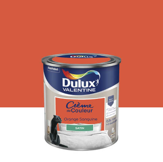 Peinture mur, bois orange sanguine satin DULUX VALENTINE Crème de couleur 0.5l