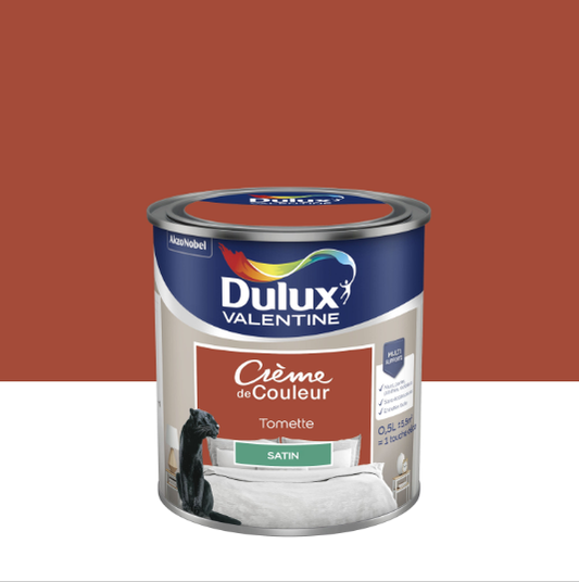 Peinture mur, boiserie tomette satin DULUX VALENTINE Crème de couleur 0.5L