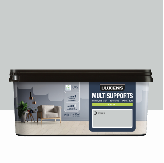 Peinture mur, boiserie, radiateur smoke 6 satin LUXENS , 2.5L