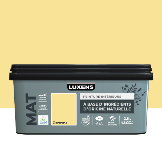 Peinture mur, boiserie banana 6 mat LUXENS Biosourcée 2.5L