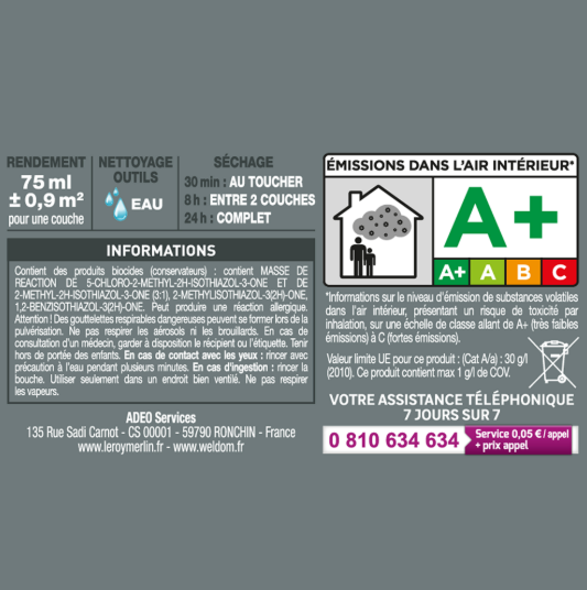 Peinture mur, boiserie terra 5 mat LUXENS Biosourcée 75ml