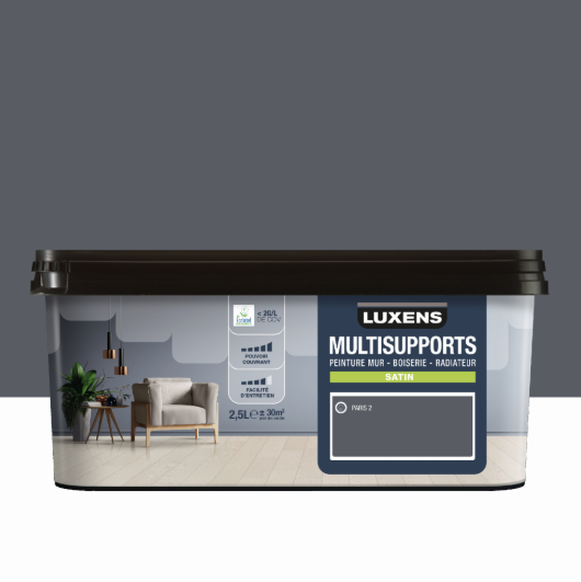 Peinture mur, boiserie, radiateur paris 2 satin LUXENS , 2.5L