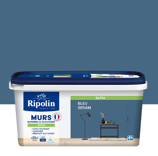 Peinture mur, boiserie, radiateur bleu seram satiné RIPOLIN Intérieur 2.5l