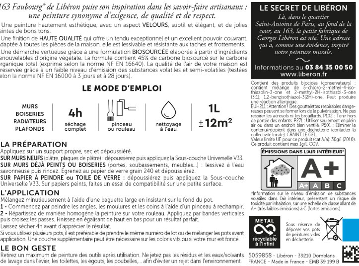 Peinture mur, boiserie brun bateleur velours LIBÉRON 163 faubourg 2.5L