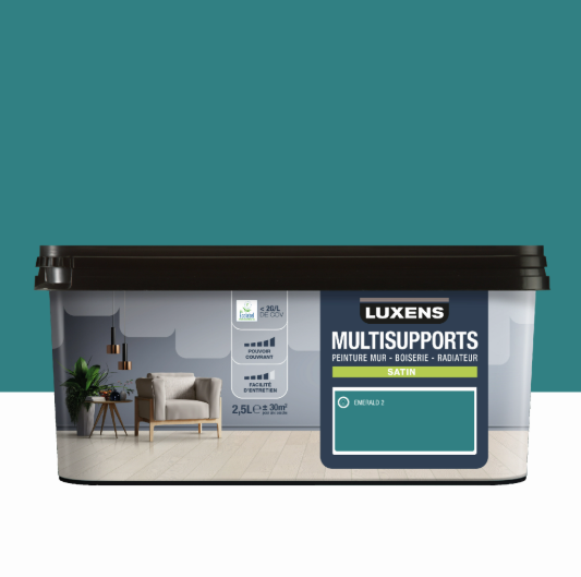Peinture mur, boiserie, radiateur emerald 2 satin LUXENS , 2.5L