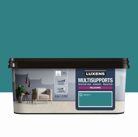 Peinture mur, boiserie, radiateur emerald 2 velours LUXENS , 2.5L
