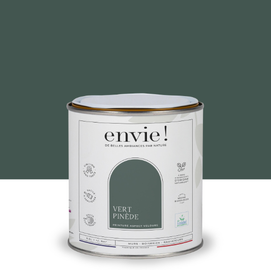 Peinture mur, boiserie, radiateur vert pinede velours ENVIE Biosourcée 0.5L